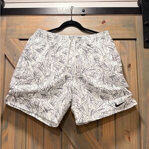 Nike White Shorts with Black Sneaker Outline Print NWT Sz Large
